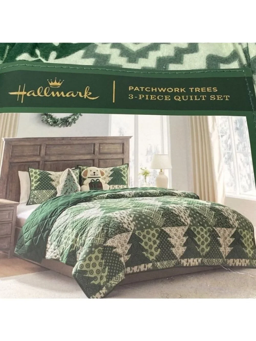 Hallmark Full/Queen Flannel Tree Print Quilts Green